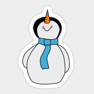 Blue Scarf Snowman Sticker